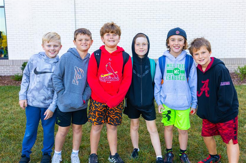 Students walk to school